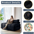MAXYOYO Folding Sofa Bed, Convertible Sleeper Chair with Pillow Foldable Mattress with Back Support, Portable Fold Out Chair Bed Comfy Floor Sofa Lounge for Living Room Bedroom, Black Double