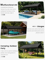 12 x 20 Ft Carport Replacement Cover, Heavy Duty Outdoor Car Tarp Canopy, Waterproof & UV Protected Tear Oxford Tarp with Ball Bungees (Frame is Not Included)