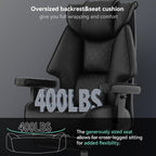 Big and Tall Office Chair with Footrest, PU Leather High Back Executive Office Chair 400lbs, Ergonomic Computer Chairs Lumbar Support for Heavy People (All Black)