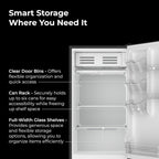 Kenmore 18" Compact Refrigerator with Chiller Compartment - Reversible Door, Adjustable Glass Shelves, ENERGY STAR Certified, 6 Can Rack, Interior Lighting, Freestanding, 3.5 cu. ft. Capacity - Black