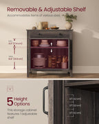 VASAGLE LIRY Collection - Buffet Cabinet, Coffee Bar Cabinet with a Drawer, Adjustable Shelf, Sideboard Storage with Cable Hole, Drawer Divider, Taupe Brown UBBK341TA01S