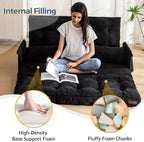 MAXYOYO Adjustable Floor Sofa Couch with 2 Pillows, Multi-Functional Bean Bag Bed, 5-Position Foldable Lazy Sofa Sleeper Bed with Armrest, Versatile Floor Seating for Reading, Black, Double