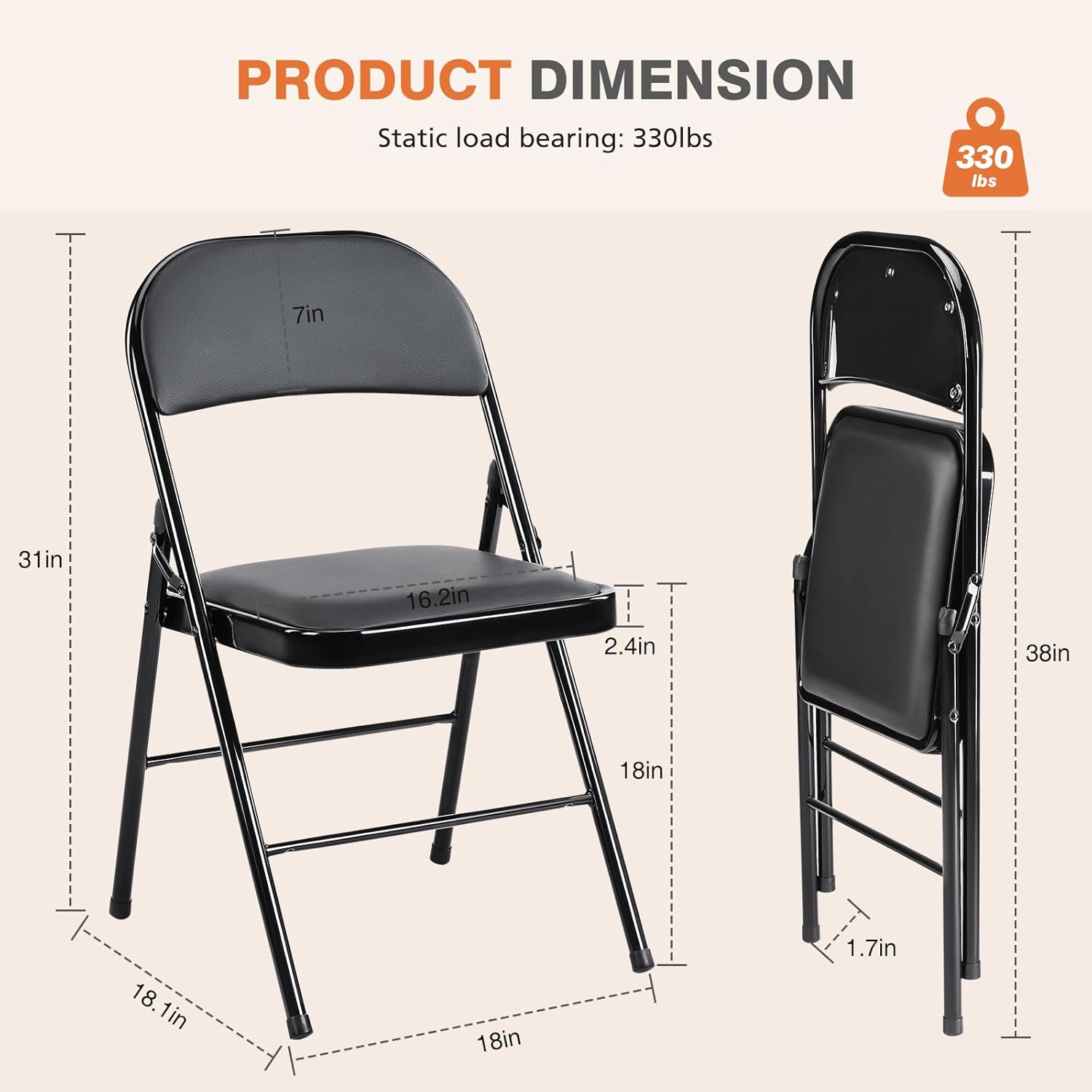 Sweetcrispy Folding Chair 12 Pack, Leather Padded Folding Chairs, Sturdy Metal Foldable Chairs, Easy to Use and Store, Outdoor and Indoor, for Home, Office, Party, Comfy