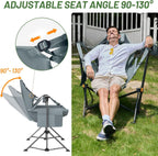 Timber Ridge Hammock Camping Chair with Adjustable Backrest, Heavy Duty Folding Hammock Chair Supports 300lbs, Portable Hammock Chair for Camping, Travelling and Patio, Grey