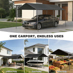 10 x 20 FT Carport Heavy Duty, Portable Garage Canopy Outdoor, Galvanized Car Canopy for Car Garage Shelter Tent Party Tent with Anchor Kit (Grey)