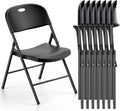 Nazhura 350 Weight Limit Heavy Duty Plastic Folding Chair with Reinfoced Steel Frame for Indoor and Outdoor, Wedding, Party, Restaurant, Meeting Room, Patio and Garden (8, Black)