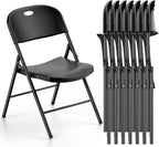 Nazhura 350 Weight Limit Heavy Duty Plastic Folding Chair with Reinfoced Steel Frame for Indoor and Outdoor, Wedding, Party, Restaurant, Meeting Room, Patio and Garden (8, Black)