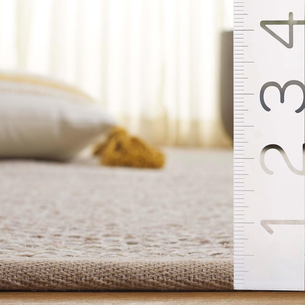 SAFAVIEH Area Rug 8' Square - Natural Fiber Collection - Marble & Beige, Sisal, Woven Design with Border (NF143C)