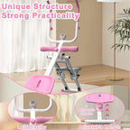 Multi-Function Full-Body Trainer, 2-in-1 Stair Stepper and Ab Machine, Pink, 300 LBS Capacity, LCD Display, Adjustable