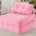 HABUTWAY Folding Sofa Bed, Convertible Sleeper Chair Bed w/Dual-Pillow & Handle, Foldable Floor Sofa Lounge w/Back Support for Living Room, Bedroom, Apartment, Office, Single, Pink