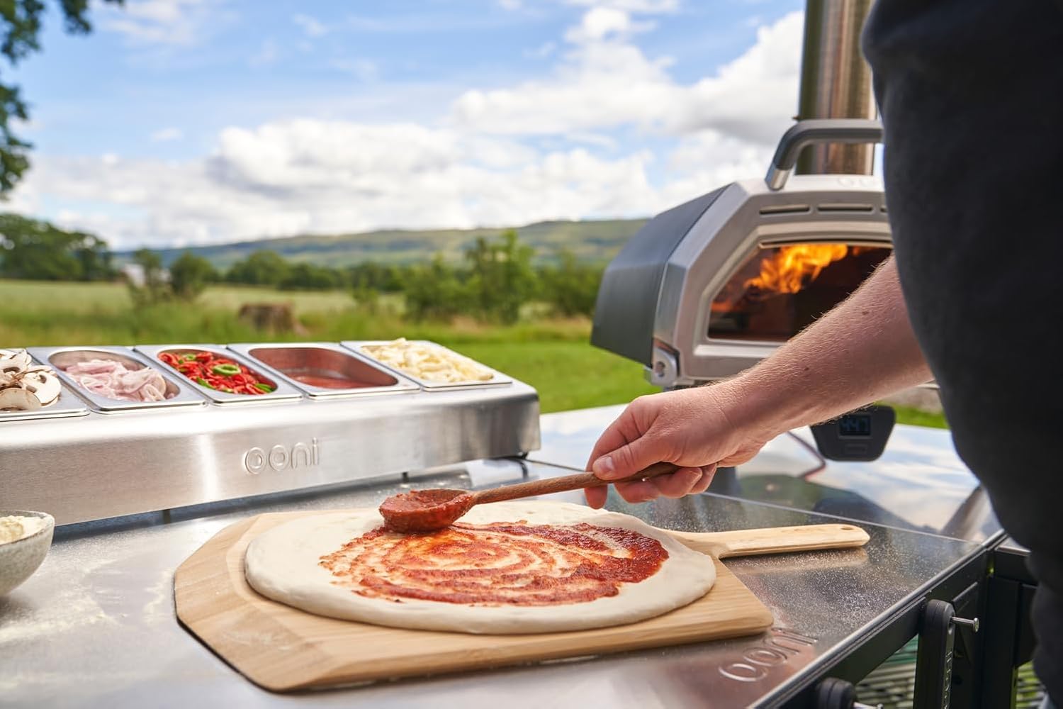 ooni Large Modular Outdoor Table - 31x31x35 Inch Stainless Steel Pizza Oven Stand  Barbecue Cart  Outdoor Pizza Station