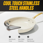 Gotham Steel 15 Pc Ceramic Cookware Set, Ceramic Pots and Pans Set Non Stick with Cooking Utensils and Steamer, Non Toxic PFOA PFOS Free, Premium Gold Stay Cool Handles, Oven & Dishwasher Safe