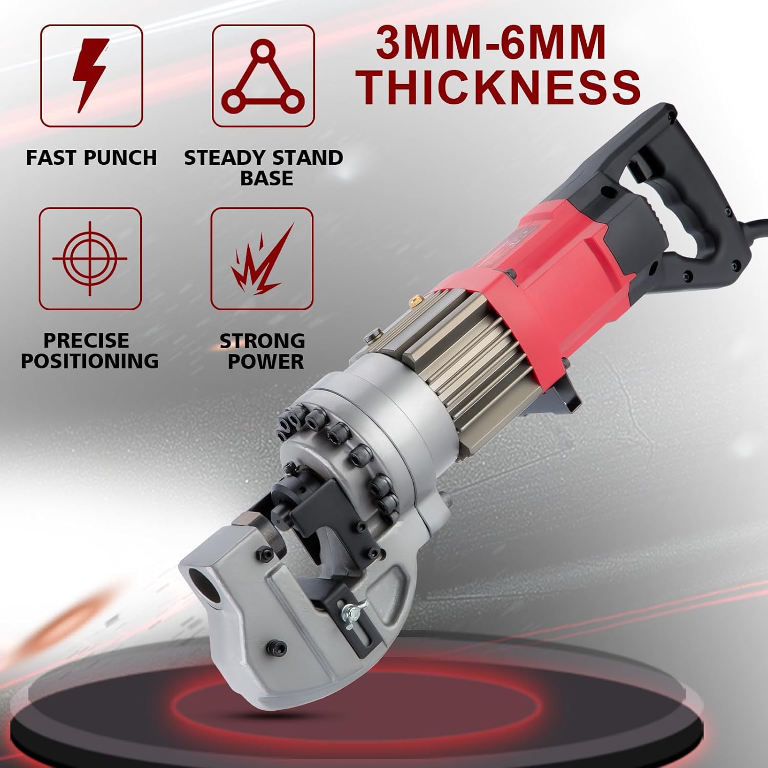 1300W Electric Hydraulic Hole Puncher Φ1/4"-4/5" hydraulic Punching Machine Punching Tool with 5 Dies for Iron Copper Aluminum Plate Angle Steel (PM20)