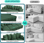 LINSY HOME Oversized Sectional Sleeper Sofa with Pull Out Couch Bed (Green, 118.5'') | USB Charging, Pillow-style Armrest, Multiple Cushions, Storage Chaise, Corduroy Fabric