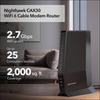 NETGEAR Nighthawk Modem Router Combo (CAX30) DOCSIS 3.1 Cable Modem and WiFi 6 Router - AX2700 2.7 Gbps - Compatible with Xfinity  Spectrum  Cox  and More - Gigabit Wireless Internet (Renewed)