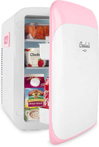 Cooluli 15L Mini Fridge for Bedroom - Car, Office Desk & College Dorm Room - 12V Portable Cooler & Warmer for Food, Drinks, Skin Care, Beauty, Makeup & Cosmetics - AC/DC Small Refrigerator (Pink)