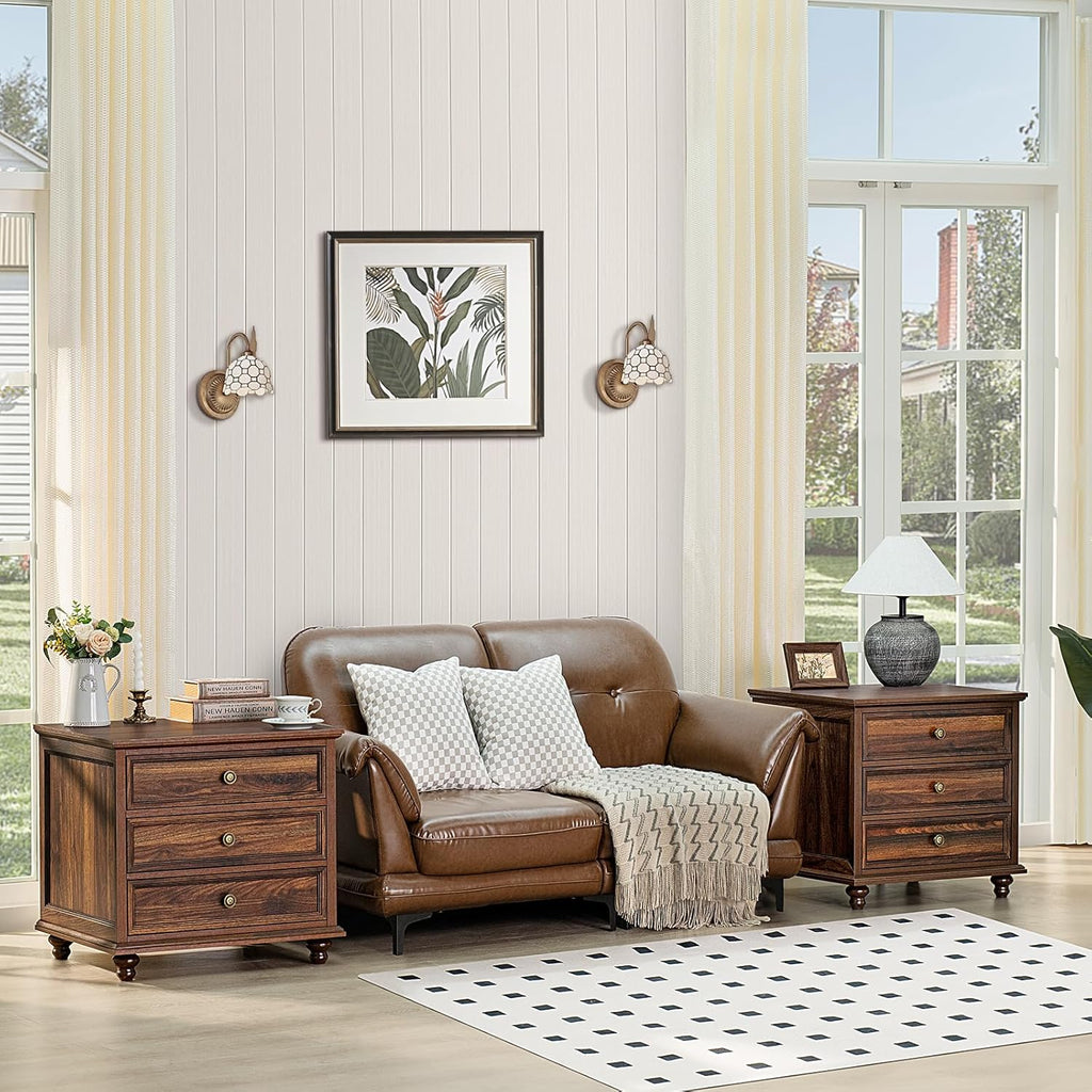 Farmhouse Dresser and Nightstand Set - 3 Piece, 54" Wide Dresser and 24" Nightstands for Bedroom, Living Room, Hallway