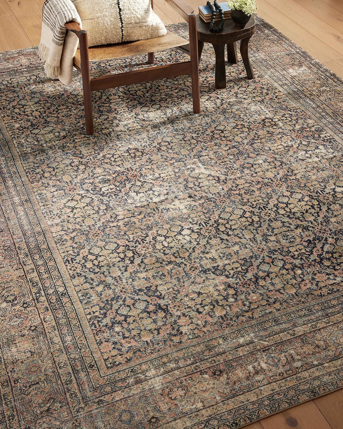 Loloi Amber Lewis Morgan Collection MOG-03 Denim/Multi 7'-3" x 9'-3" 38" Thick Area Rug feat. CloudPile, Neutral, Room Décor, Vintage Inspired, Livingroom, Bedroom, Dining Area