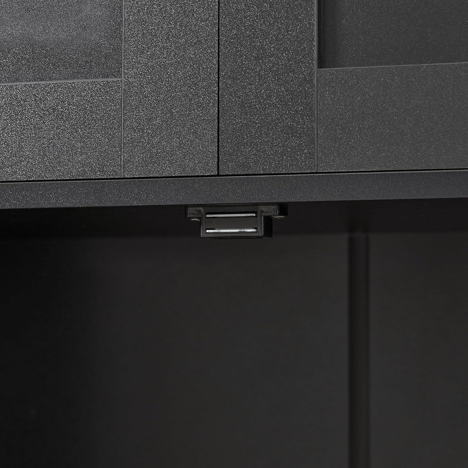 TEENFON Storage Cabinet, Rattan Cabinets with 2 Adjustable Shelves & 4 Doors, Bathroom Cabinet, Cupboard, Floor Cabinets for Living Room, Entryway, Kitchen, Home Office, Black