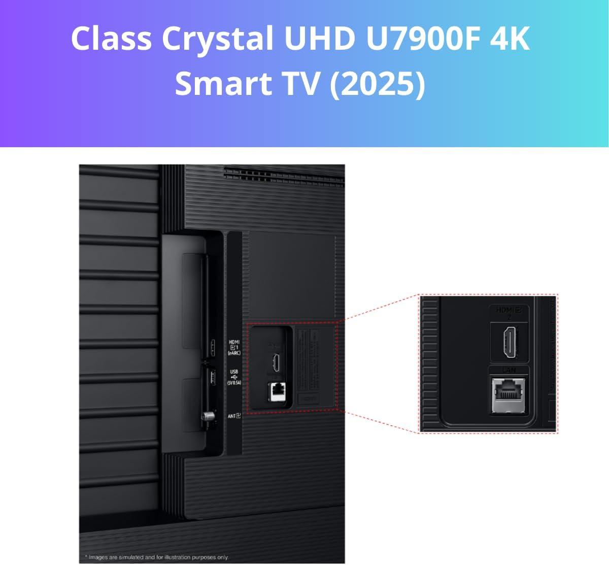 Samsung 55" Class Crystal UHD U7900F (2025) 4K Smart TV HDR 10+ Motion Xcelerator Bluetooth Bixby  Alexa  Google Assistant with Wall Mount(Renewed)