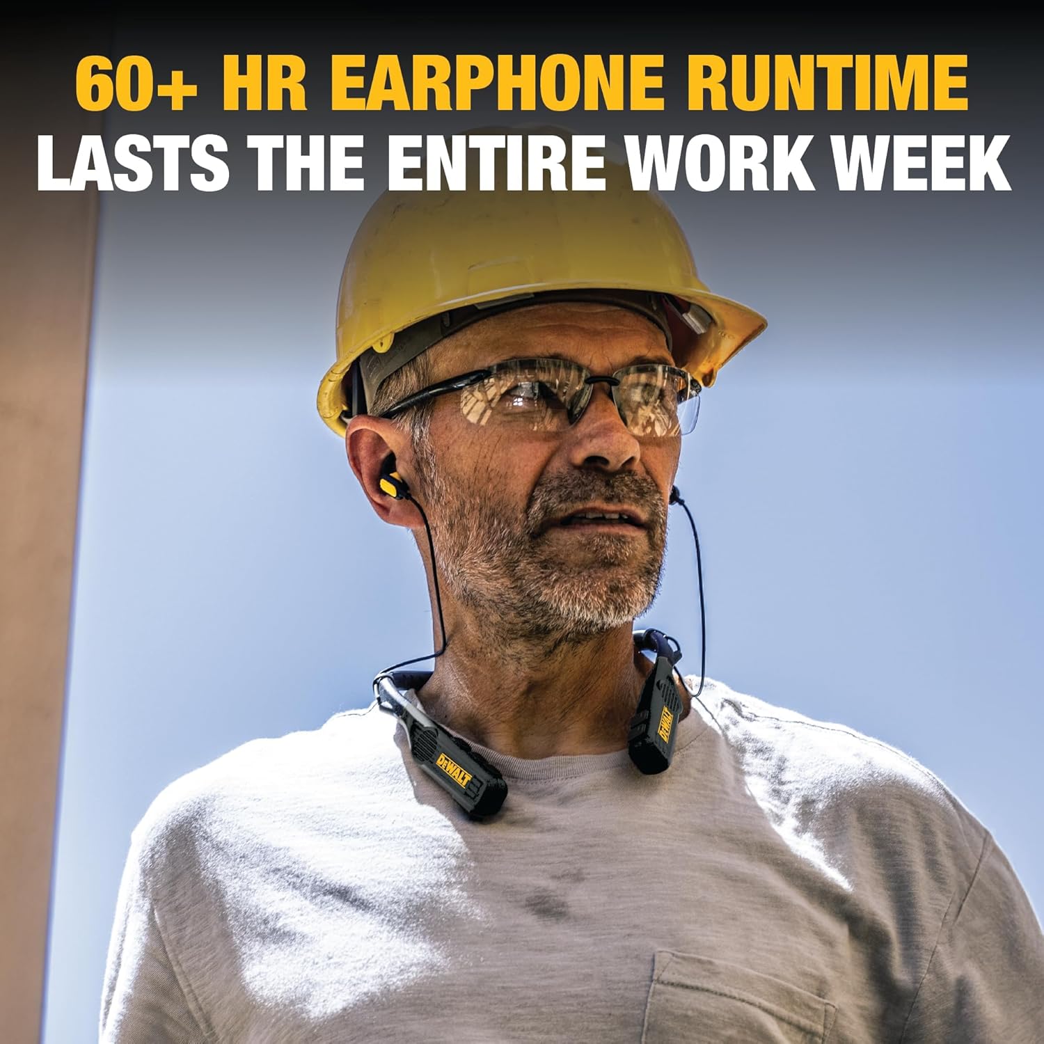 DEWALT Black Edition Pro Audio Bundle: Heavy-Duty 2-in-1 Bluetooth Neckband Headphones + Rugged EVA Travel Case