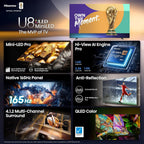 Hisense 55" Class U8 Mini-LED ULED 4K UHD Google Smart TV (55U8QG  2025 Model) - QLED  Native 165Hz  VRR 288  Up to LD5600  5000 Nits  HDR10+  Dolby Vision IQ · Atmos  IMAX Enhanced  4.1.2 Ch Audio