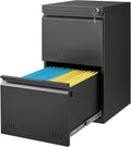 Guizeeopo 2 Drawer File Cabinet with Lock, Vertical File Cabinets for Home Office, Printer Stand, Heavy Duty Steel Office Storage Cabinet for Letter/Legal/A4, Assembly Required(Black)