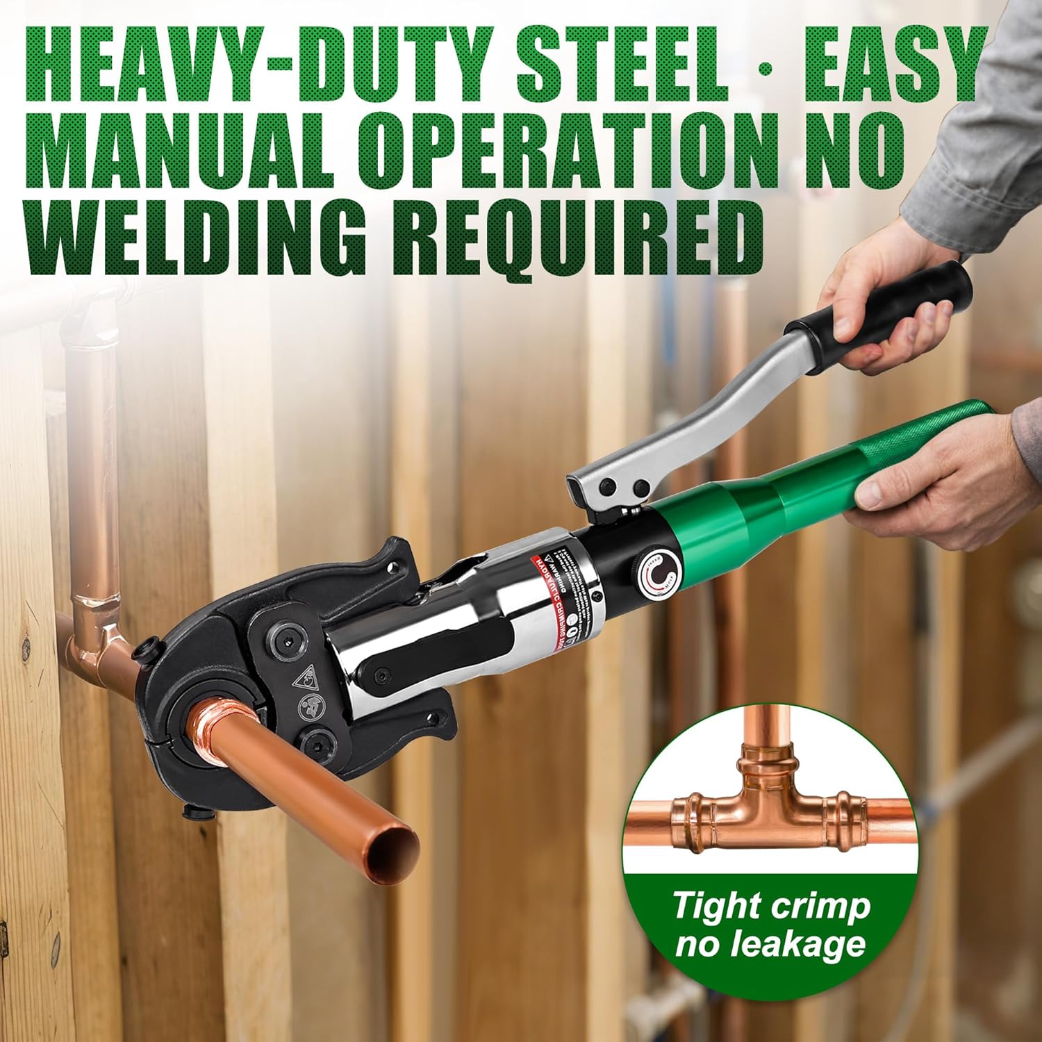 Copper Tube Fitting Crimping Tool Copper Pipe Crimper Press with 1/2" 3/4" and 1" Jaw for ProPress Copper Fitting