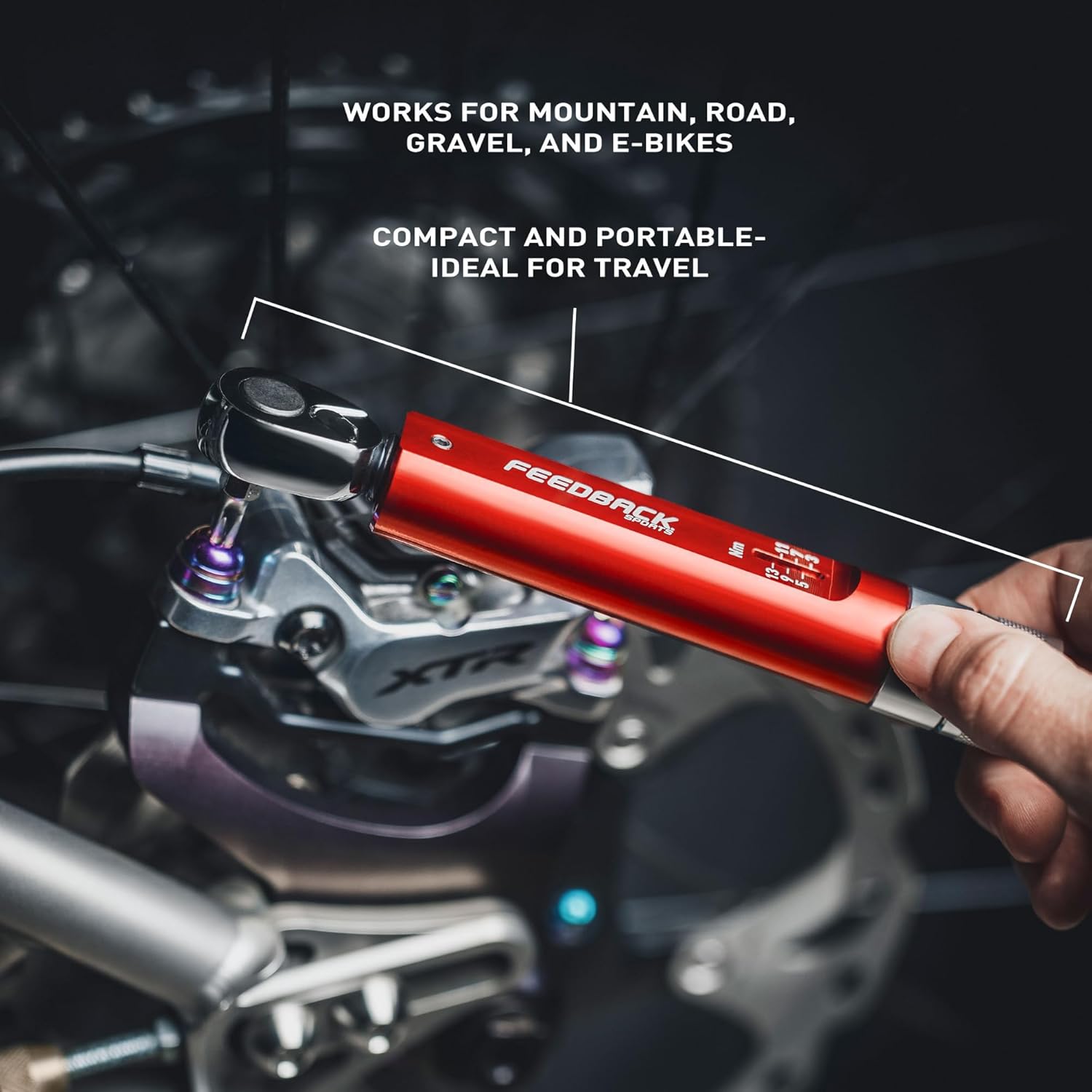 Feedback Sports | Range Click Torque Wrench Set | Adjustable Torque Ratchet Bit Driver [2-14Nm] | 13 S2 Steel Hex & Torx Bits | TPU Protective Carrying Case | Bicycle Tool Kit | Mini Torque Wrench