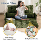 MAXYOYO Adjustable Floor Sofa Couch with 2 Pillows, Multi-Functional Bean Bag Bed, 5-Position Foldable Lazy Sofa Sleeper Bed with Armrest, Versatile Floor Seating for Reading, Dark Green, Double