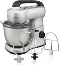 Hamilton Beach Electric Stand Mixer, 4 Quarts, Dough Hook, Flat Beater Attachments, Splash Guard, 7 Speeds with Whisk, Easy-Carry Top Handle, Silver