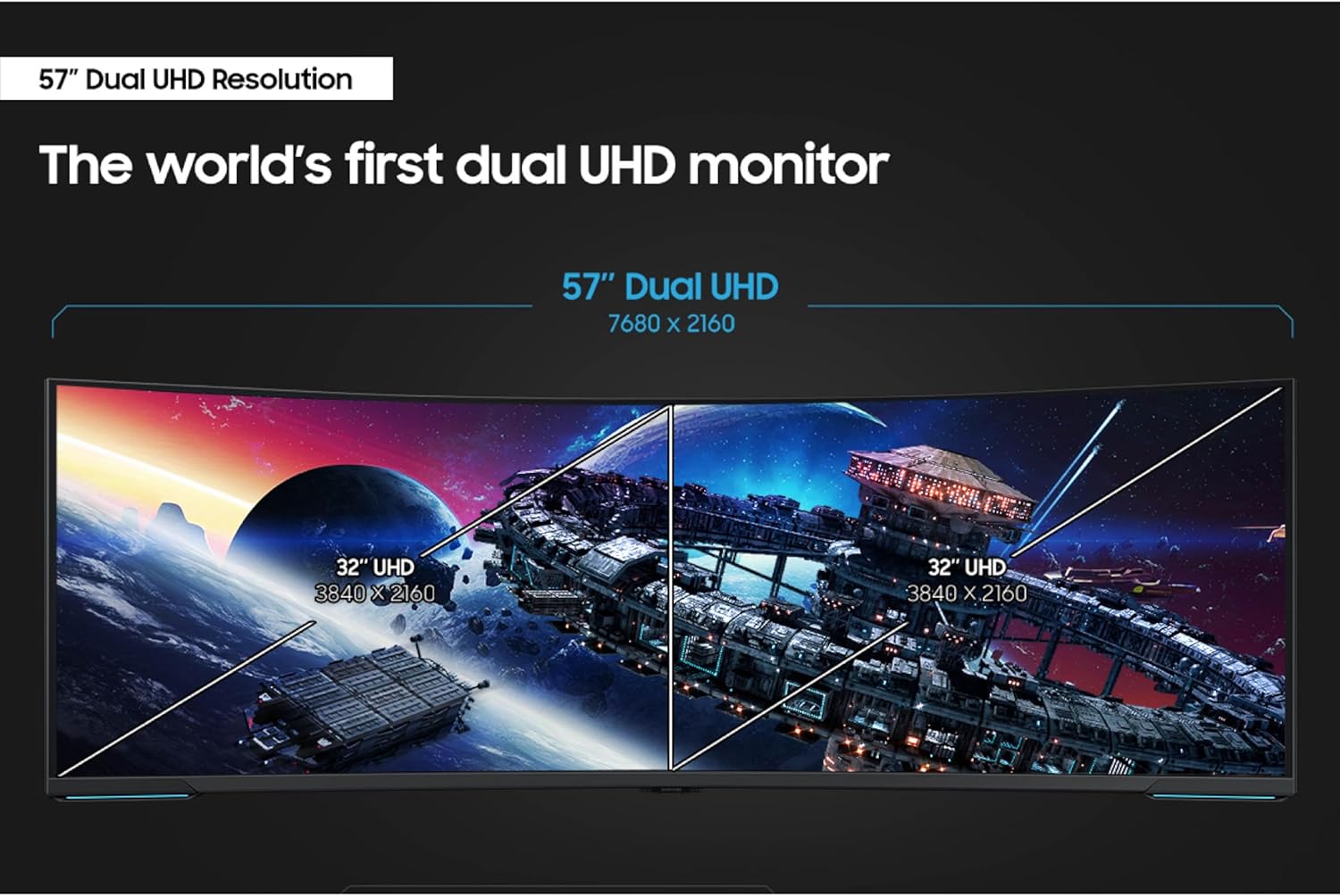 Samsung 57" Odyssey Neo G9 (G95NC) Series Dual 4K UHD 1000R Curved Gaming Monitor  240Hz  1ms with DisplayPort 2.1  Quantum Mini-LED  DisplayHDR 1000  AMD FreeSync Premium Pro  LS57CG952NNXZA