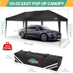 COBIZI Canopy 10x20 Pop Up Canopy Tent with 6 Sidewalls Outdoor Party Tent 10x20 Waterproof Commercial Instant Shelter UPF 50+ Portable Gazebo Wedding Tents for Parties Car Port Vender Events(Black