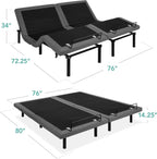 Best Choice Products Ergonomic Split King Size Adjustable Bed Frame, Electric Base w/Wireless Remote Control, Nightlight, Massager, 2 USB Ports