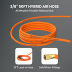 Giraffe Tools TA15 Retractable Air Hose Reel Swivel 3/8" x 50 ft Hybrid Hose, Max 300 PSI, Ceiling/Wall Mounted Heavy Duty Industrial Commercial Air Compressor Hose Reel, 50ft, Tangelo
