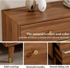 9 Drawer Dresser,63" Wide Mid Century Modern Chest of Drawers,Wooden Bedroom Drawer Dresser with 9 Storage Drawers for Bedroom, Living Room,with Anti-Tipping Device,Walnuts