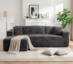 Vongrasig 103" Boneless Couches for Living Room,Sectional Couches Modular Sofa with L-Shaped Chaise, Memory Foam Comfy Cloud Couch with Plush Corduroy Fabric, No Assembly Required, Dark Grey