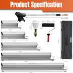Professional Drywall Skimming Blade Kit (12", 16", 24", 32" & 40"), Stainless Steel Wall Finishing Tools with Extension Pole, Roller & Putty Knife, Lightweight Set with Carrying Case