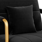 Yaheetech 30" W Modern Sofa Small Sofa Luxurious Velvet Fabric Couch with Gold-Tone Metal Arms and Legs for Living Room, Home Office, Studio Black