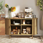 Sideboard Buffet Cabinet,46.85" Fluted Sideboard Storage Cabinet with Fluted Sliding Door,Modern Stand Console Cabinet for Kitchen & Living Room,Restaurant,Entryway(Brown)