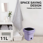 Portable Washing Machine, 11L Mini Folding Washer for Apartments, Dorms, RV and Travel, Compact Top Load Washer with Spin Basket and 3 Wash Modes for Small Loads, (PURPLE)