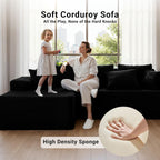 Claiks 110" Boneless Couch, Cloud Couch Sectional, L-Shape Corduroy Modular Sectional Sofa Deep Seat, Upholstered Couches for Living Room, No Assembly Required, Black, Left Facing Chaise