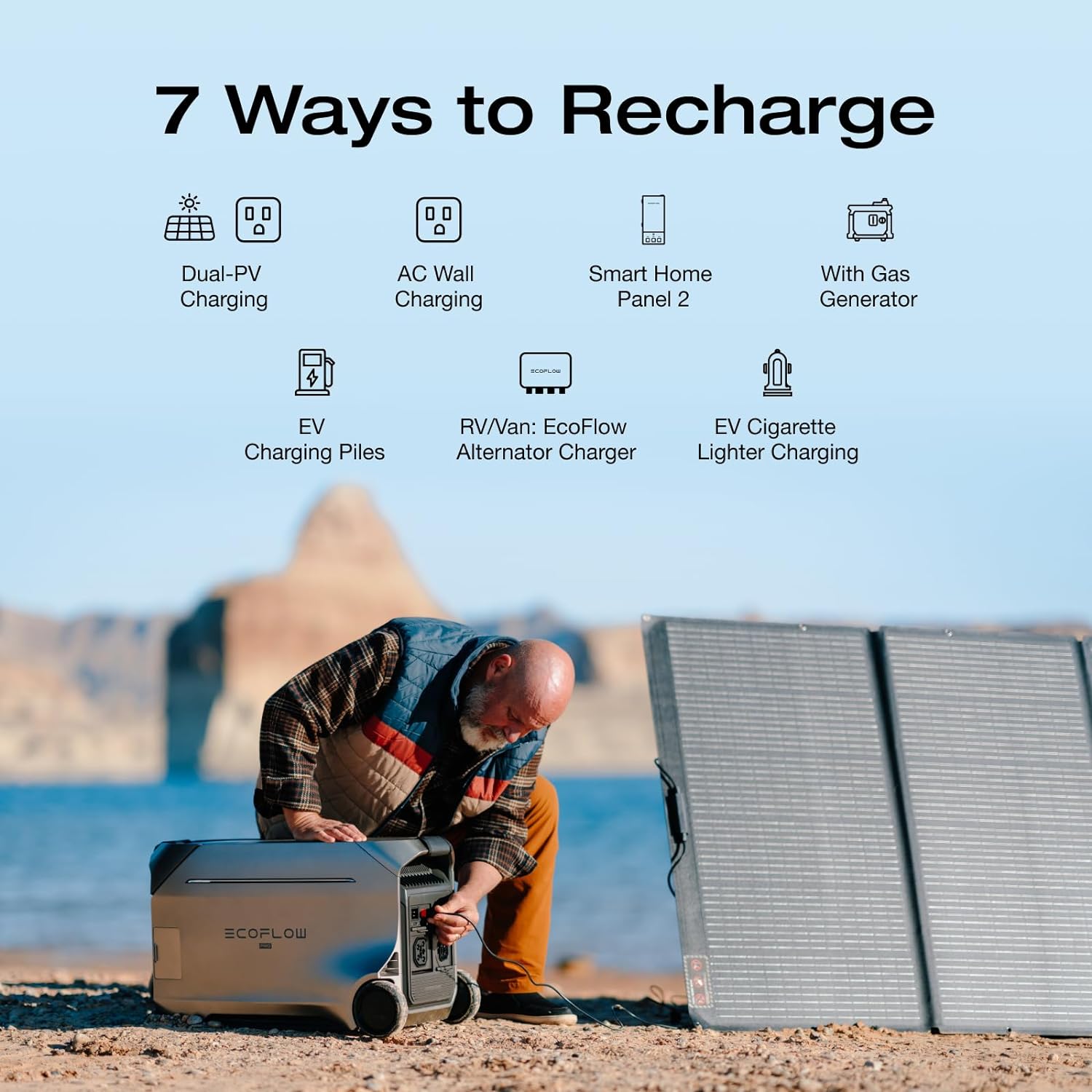 EF ECOFLOW Power Station 4096Wh DELTA Pro 3 with 4X125W Solar Panels  25% High-Efficiency  4000W Portable Power Station  AC + Solar Fast Dual Charging For Camping RV
