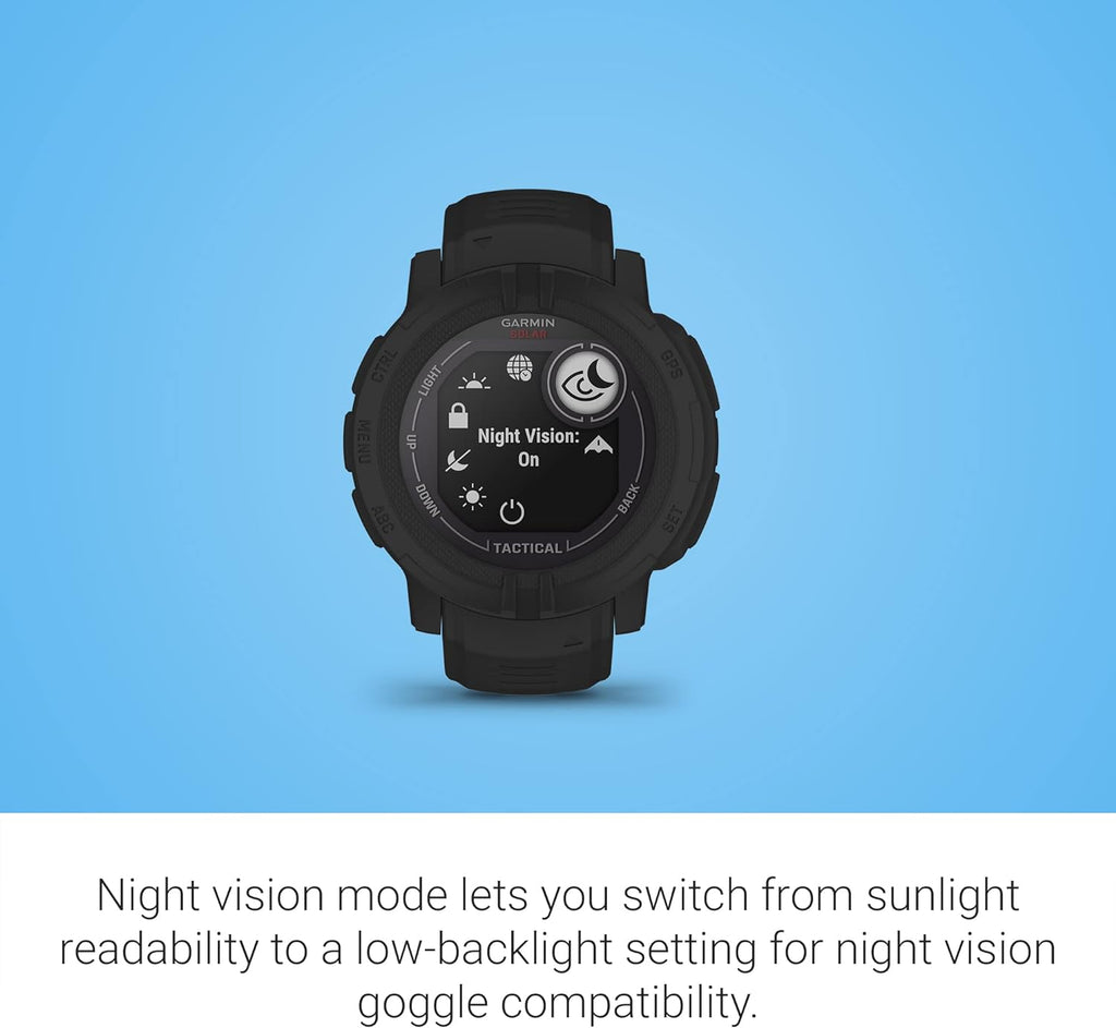 Garmin Instinct 2 Solar  Tactical-Edition  Rugged Outdoor Watch with GPS  with Solar Charging Capabilities  Built for All Elements  Multi-GNSS Support  Tracback Routing and More  Black