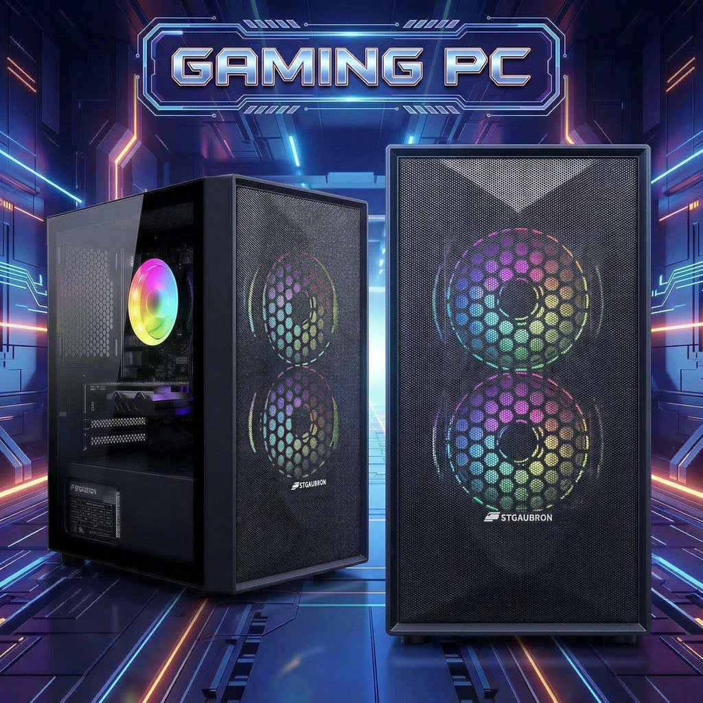 STGAubron Prebuilt Gaming PC Desktop  Radeon RX 550 4G  Intel Core i5 up to 3.6GHz  16G RAM  512G SSD  WiFi 6  BT 5.0  RGB Fan x2  Windows 11 Home