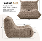 Bean Bag Chairs for Adults Giant Bean Bag Chair Memory Foam BeanBag Chair Bean Bag Sofa with Filler Faux Fur Fireside Beanbags Lazy Sofa for Living Room Bedroom Office (Brown Chevron, Single)