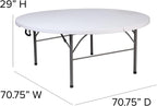 Flash Furniture Kathryn 5.89-Foot Round Bi-Fold Granite White Plastic Banquet and Event Folding Table with Carrying Handle