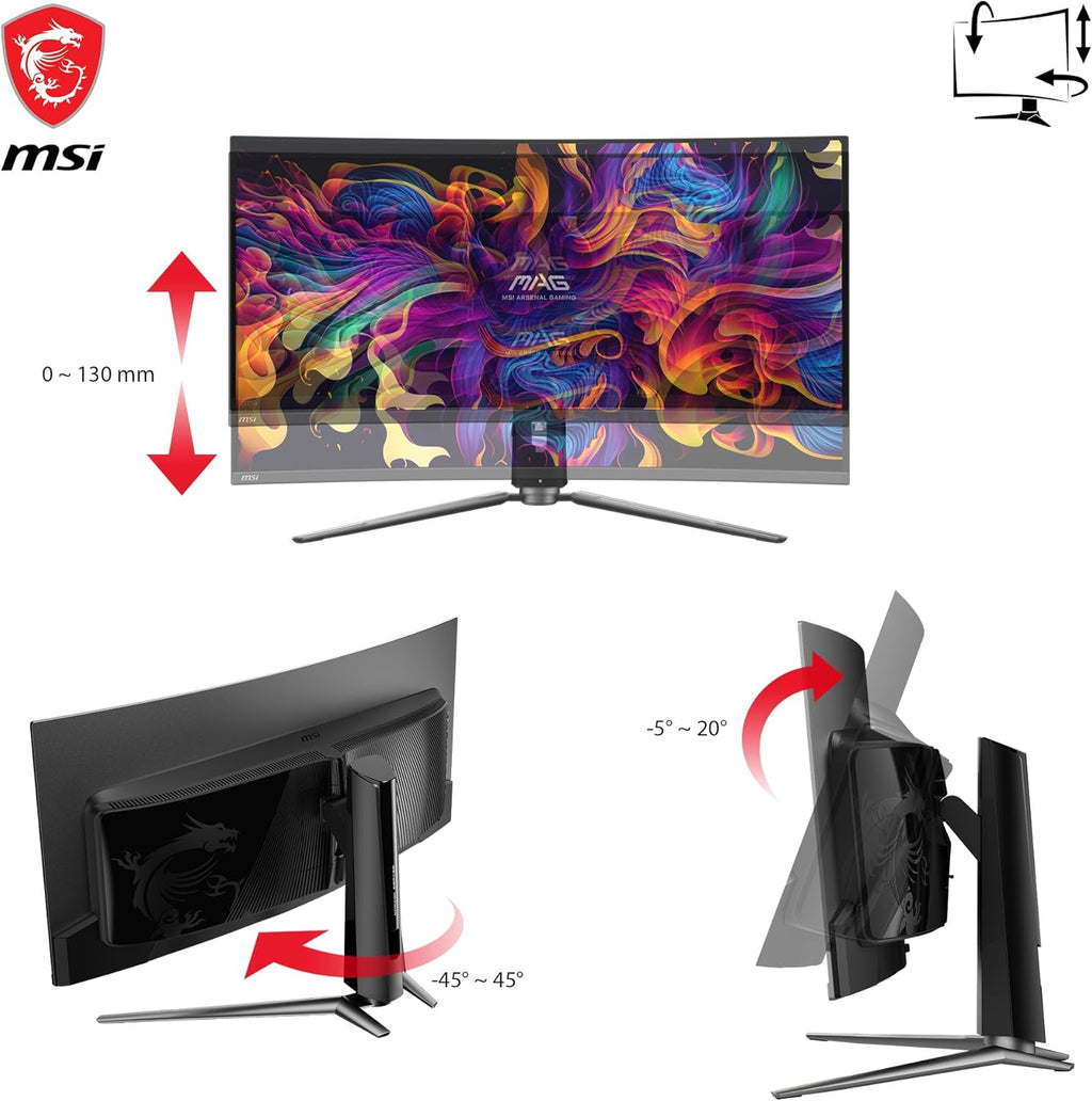 msi MPG 341CQPX QD-OLED 34-inch Curved OLED Gaming Monitor  3440 x 1440 (UWQHD)  0.03ms Response time  240Hz  True Black HDR 400  HDMI  DP Port  USB Type C  Tilt  Height Adjustable