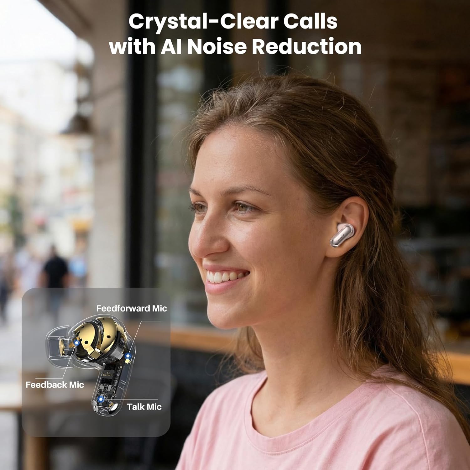 TOZO NC20 Active Noise Cancelling Wireless Earbuds, LDAC Hi-Res Sound Bluetooth Headphones, 6 Mics AI Call Ear Buds 80H Playtime, Dual Pairing, 32 EQ via App, IPX8 Waterproof, Wireless Charging Case