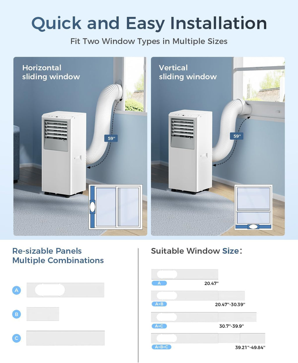 Energlow 8000 BTU Portable Air Conditioner, 5-in-1 Cools 350 Sq.Ft, Quiet AC Unit with Fan & Dehumidifier, LED Display, Remote, 24H Timer, Window Kit, for Bedroom/Office/Dorms/Apartment